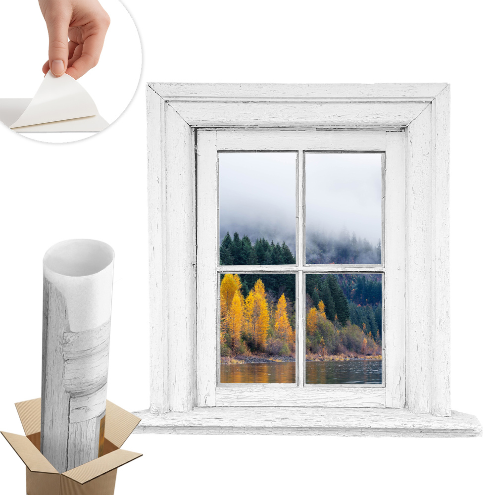 Naklejka na ścianę okno 102x100 Okno krajobraz