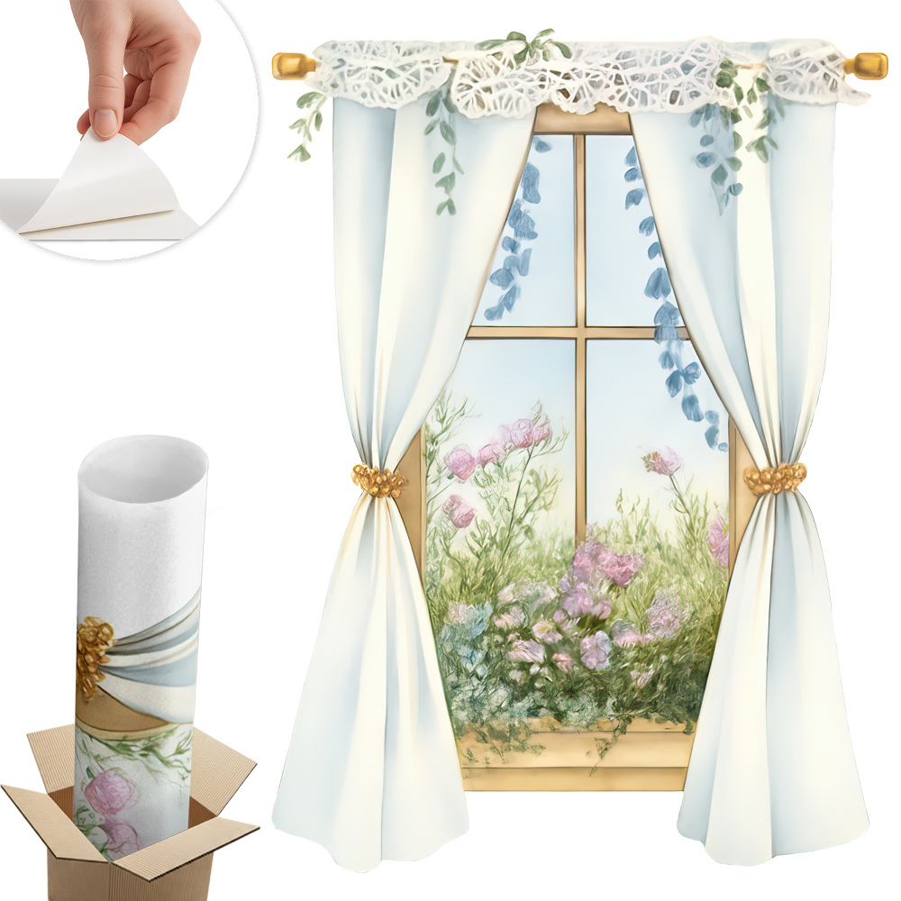 Naklejka na ścianę okno 73x100 Zasłony z widokiem