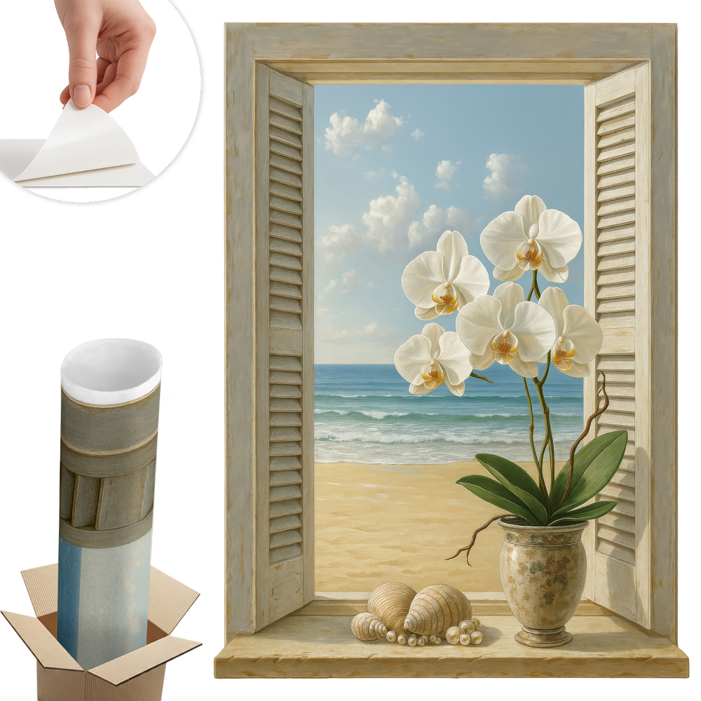 Naklejka na ścianę okno 72x100 Morskie okno