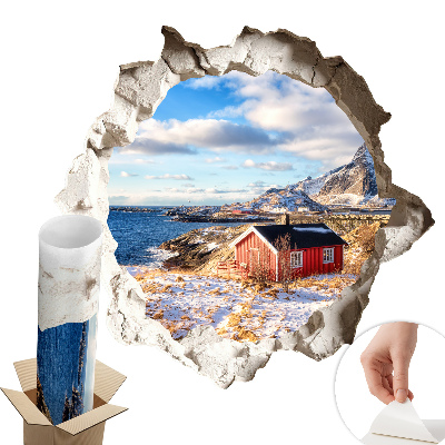 Dziura w ścianie 3D 100x95 Zimowy pejzaż