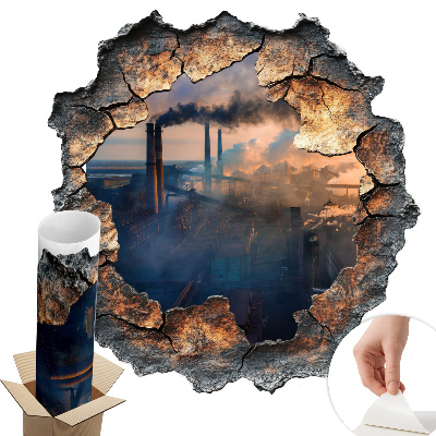 Dziura w ścianie 3D 125x130 Przemysłowy krajobraz