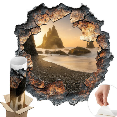 Dziura w ścianie 3D 126x130 Wodne skały