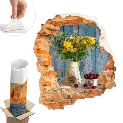 Dziura w ścianie 3D 111x130 Wiejski pejzaż