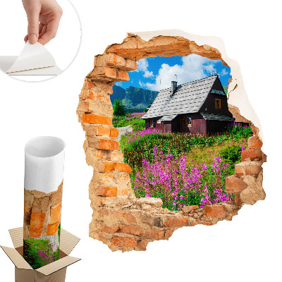 Dziura w ścianie 3D 111x130 Rustykalny krajobraz
