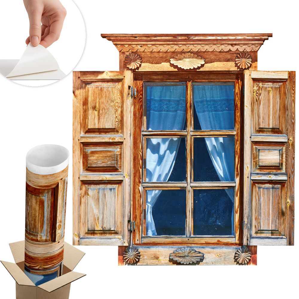 Naklejka na ścianę okno 125x130 Rustykalne okno