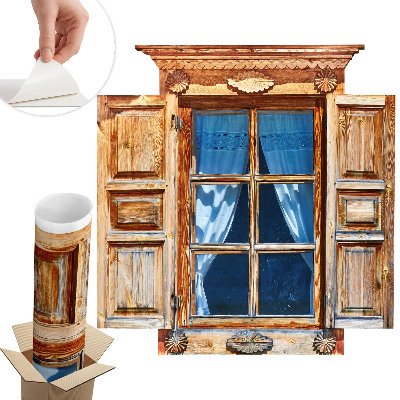 Naklejka na ścianę okno 125x130 Rustykalne okno