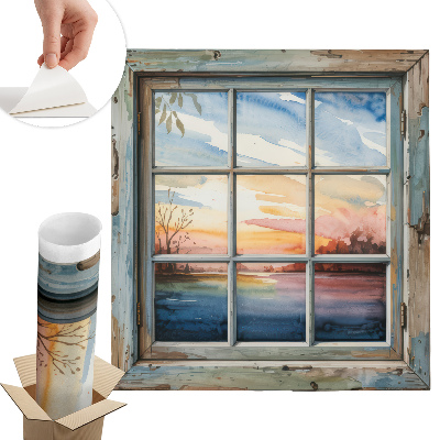 Naklejka na ścianę okno 121x130 Okienne akwarele