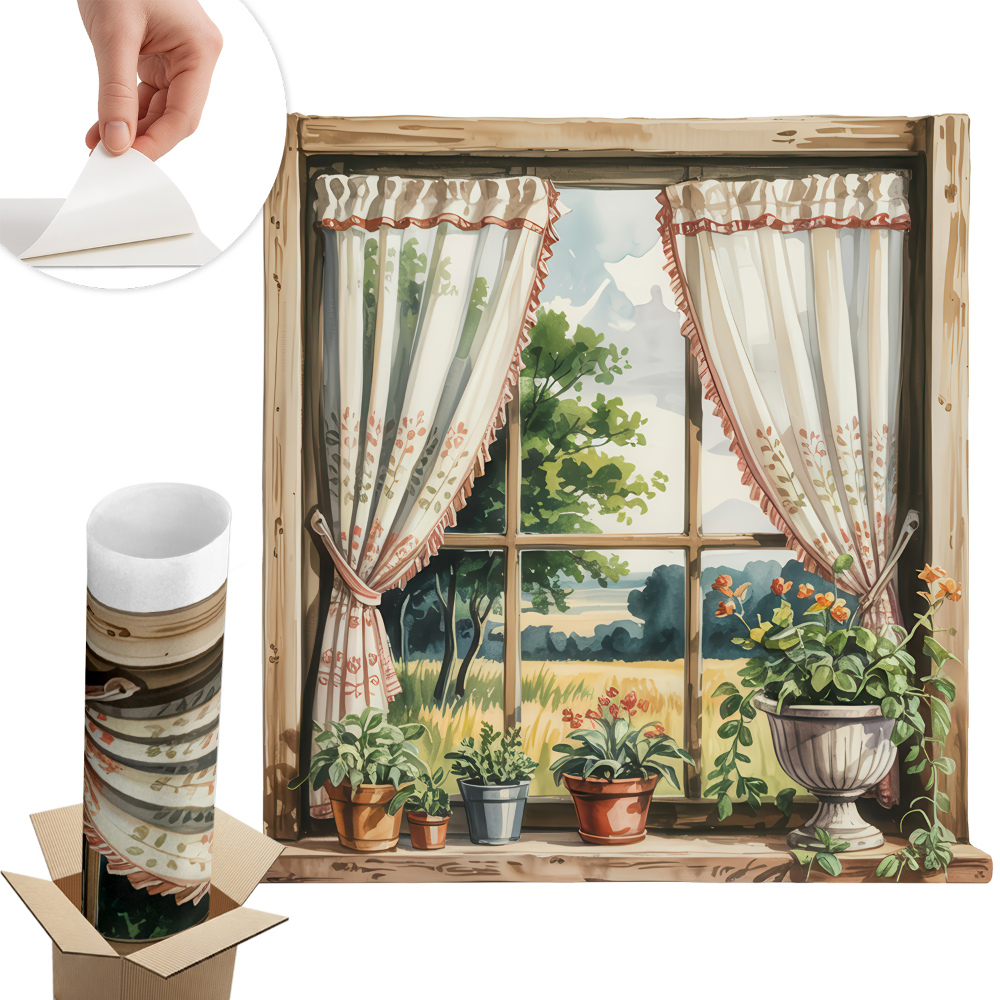 Naklejka na ścianę okno 126x130 Sielskie okno