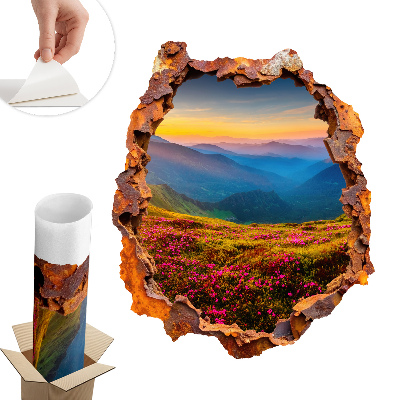 Dziura w ścianie 3D 108x130 Kwiatowe góry