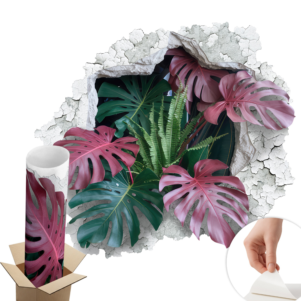 Dziura w ścianie 3D 130x118 Tropikalna kompozycja