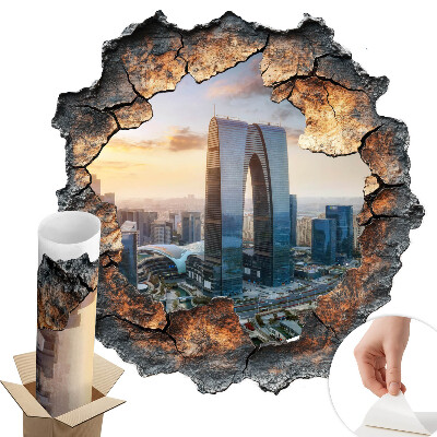 Naklejka 3D dziura 58x60 Miasto przyszłości