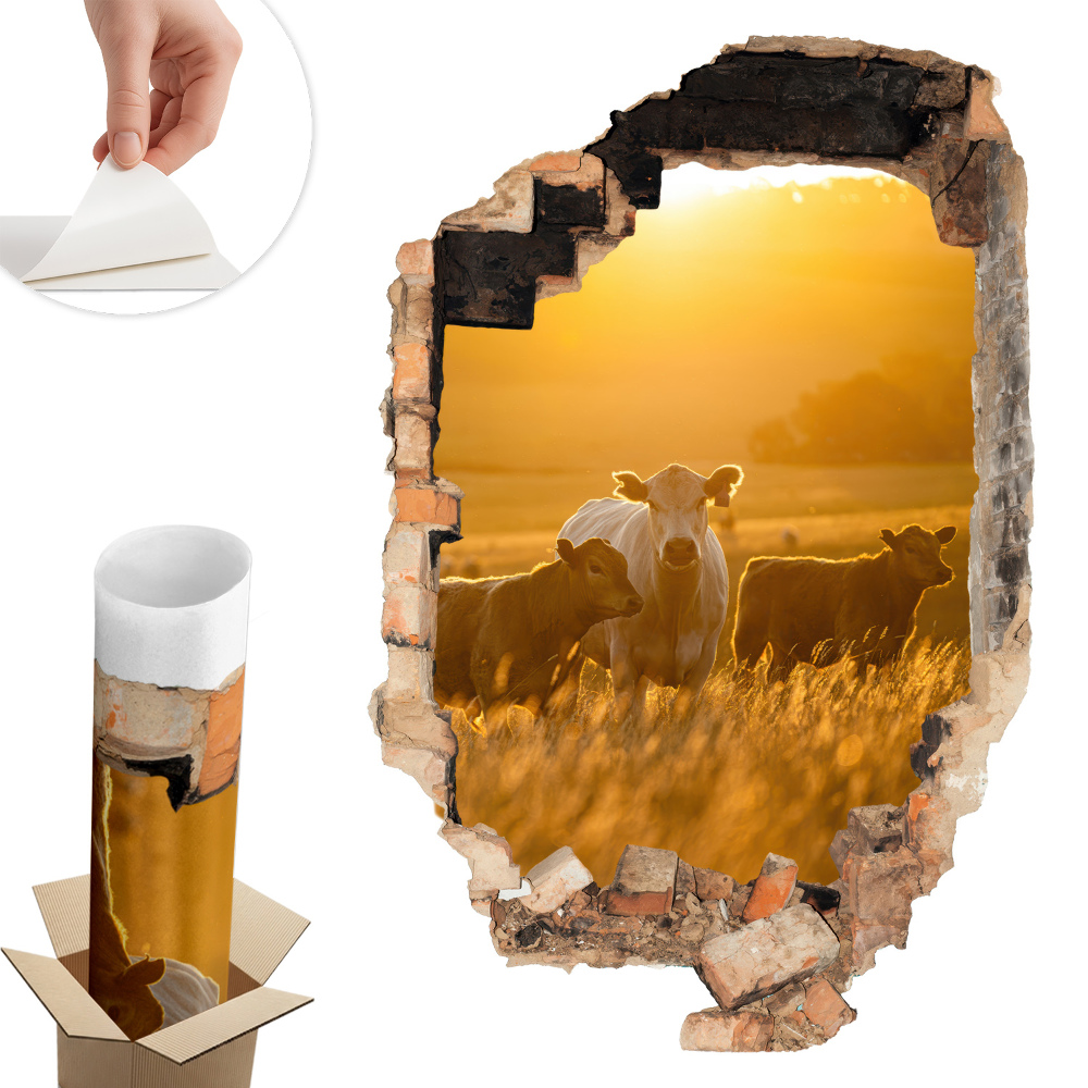 Naklejka 3D dziura 40x60 Wiejski pejzaż