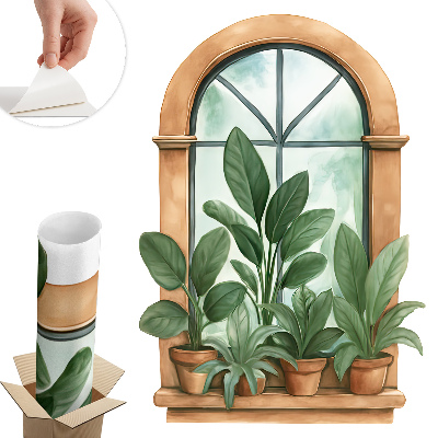 Naklejka na ścianę okno 42x60 Rośliny okienne.