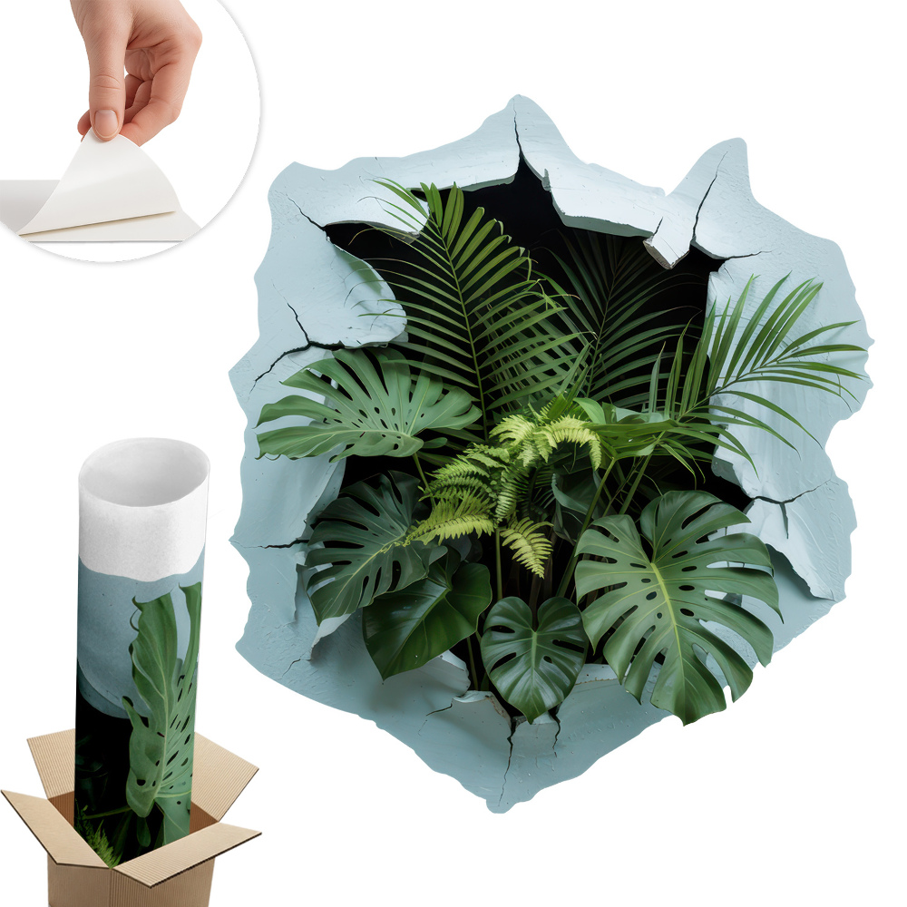 Naklejka 3D dziura 54x60 Roślinna eksplozja