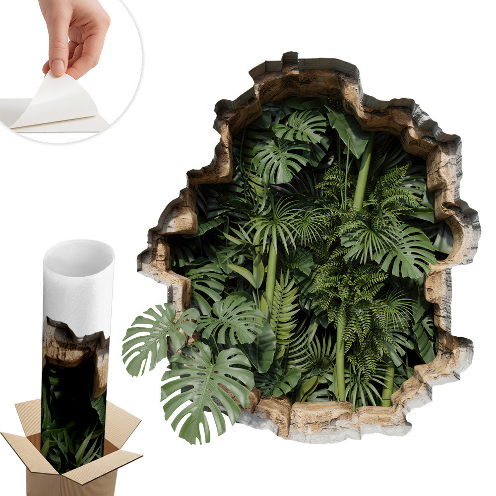 Naklejka 3D dziura 55x60 Tropikalna natura