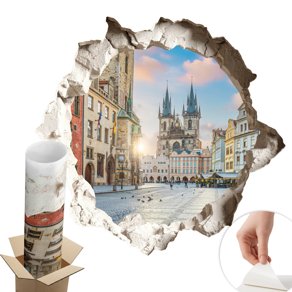 Naklejka 3D dziura 60x57 Rynek miasta