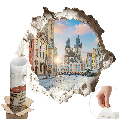 Naklejka 3D dziura 60x57 Rynek miasta