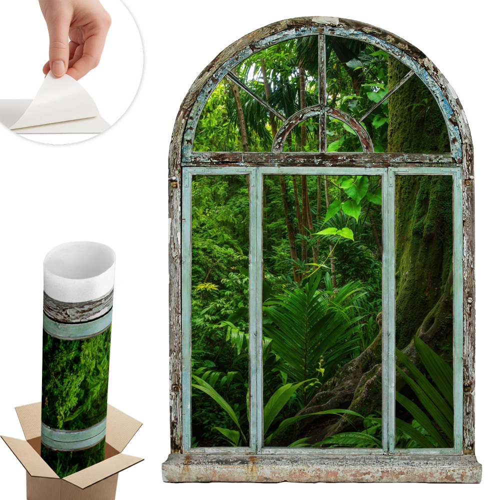 Naklejka na ścianę okno 55x80 Tropikalne okno.