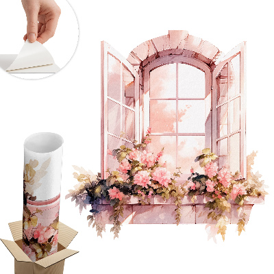 Naklejka na ścianę okno 76x80 Rustykalne okno