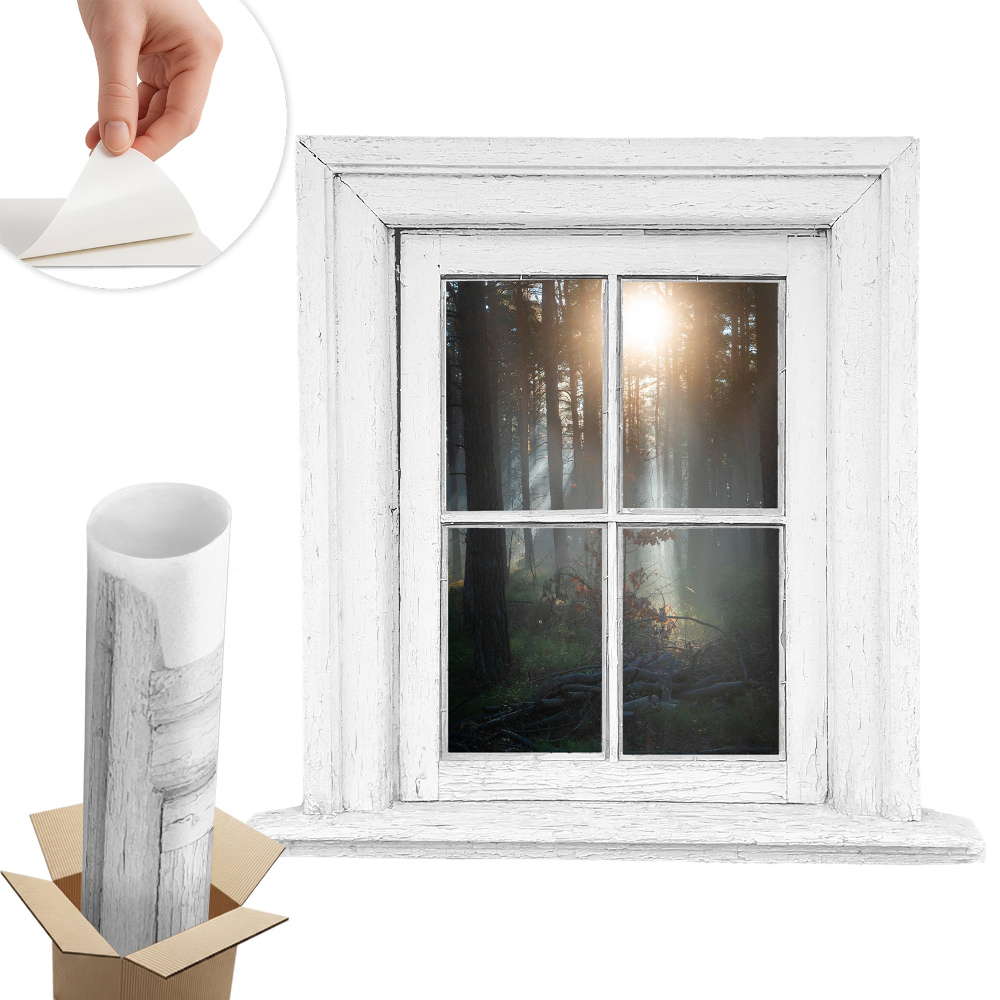 Naklejka na ścianę okno 82x80 Leśne okno