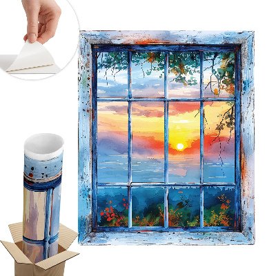 Naklejka na ścianę okno 66x80 Okienny zachód