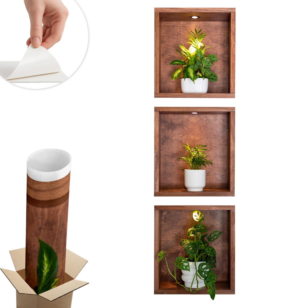 Naklejka na ścianę z efektem 3D 23x80 Wnęki roślinne