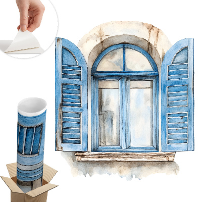 Naklejka na ścianę okno 70x80 Drewniane okiennice