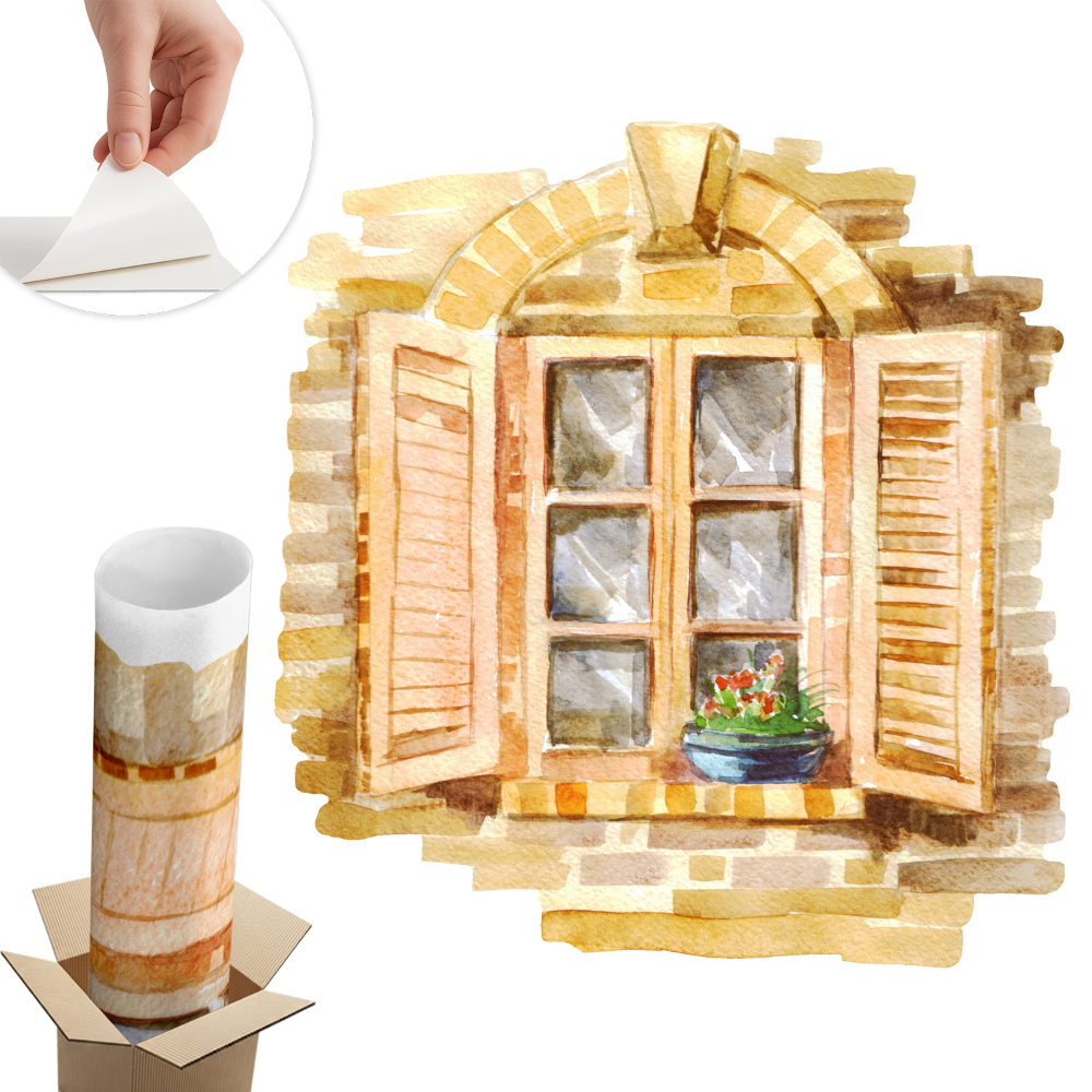 Naklejka na ścianę okno 74x80 Sielskie okno