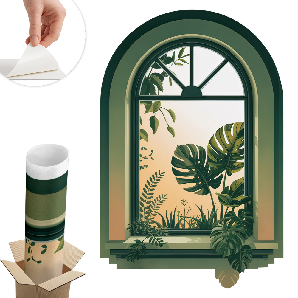 Naklejka na ścianę okno 53x80 Zielone okno