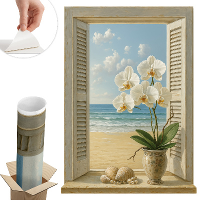 Naklejka na ścianę okno 58x80 Morskie okno