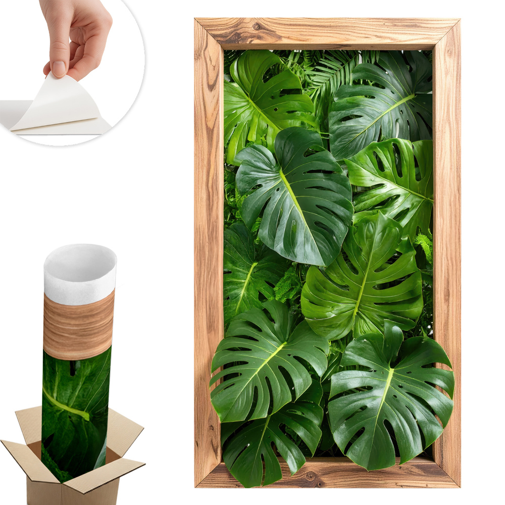 Naklejka na ścianę okno 46x80 Liście monstery