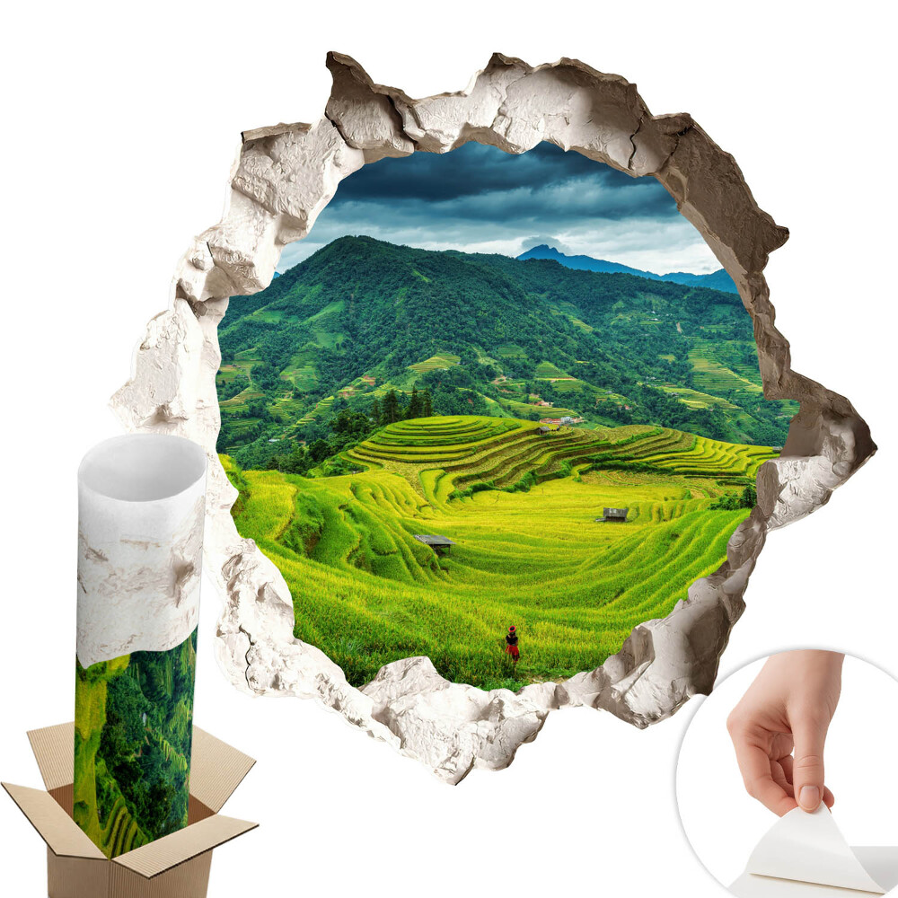 Naklejka 3D dziura 80x76 Zielone tarasy