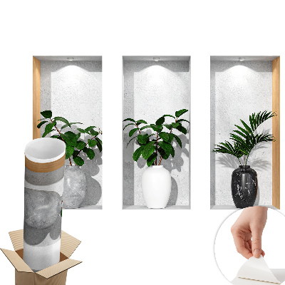 Naklejka na ścianę z efektem 3D 80x50 Roślinne wnęki