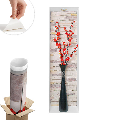 Naklejka na ścianę z efektem 3D 23x80 Kwiaty kamienie