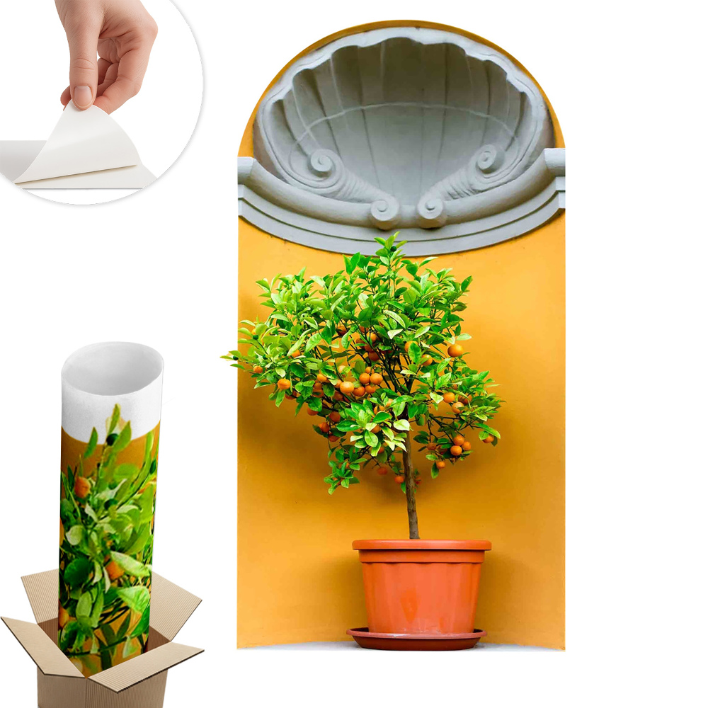 Naklejka na ścianę z efektem 3D 44x80 Pomarańczowe drzewko