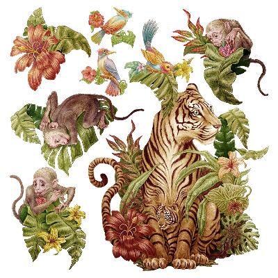 naklejki na ścianę dla dzieci 80x106 Pastelowe zwierzęta na safari w dżungli