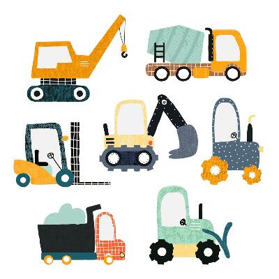 naklejki na ścianę dla dzieci 80x121 Wielobarwne maszyny przemysłowe