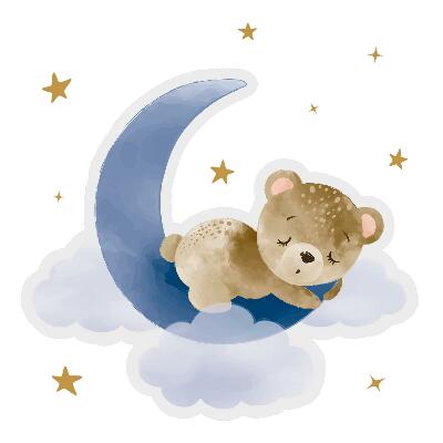 naklejki na ścianę dla dzieci 80x76 Księżycowy miś w chmurach i gwiazdach akwarelowy