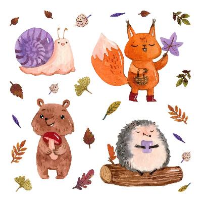 naklejki na ścianę dla dzieci 80x128 Zwierzęta lasu w jesiennych kolorach akwareli