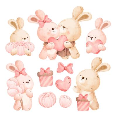 naklejki na ścianę dla dzieci 80x110 Pastelowe zajączki w urokliwej kompozycji