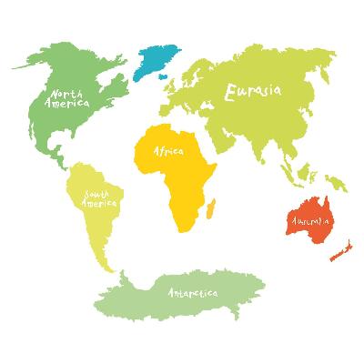 naklejki na ścianę dla dzieci 80x116 Ilustracja edukacyjna kontynentów w pastelowych odcieniach