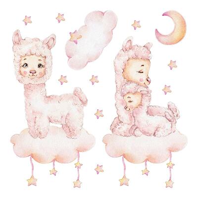 naklejki na ścianę dla dzieci 80x144 Akwarelowe owieczki w pastelowych chmurach