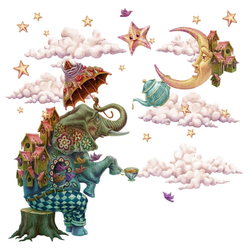 Naklejka na ścianę 60x79 Rysunkowe zwierzęta z magicznego królestwa