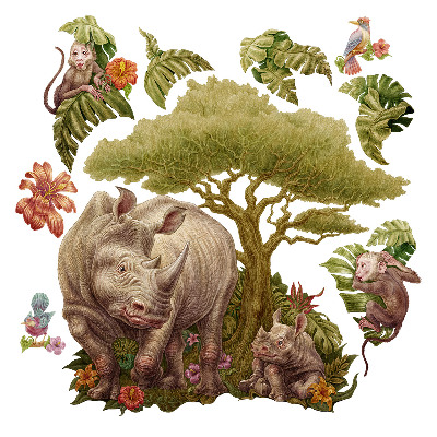 Naklejka na ścianę 60x65 Rysunkowe safari z dzikimi zwierzętami