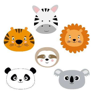 Naklejka na ścianę 60x91 Uroczy styl dzikich zwierząt z safari