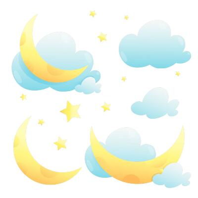 Naklejka na ścianę 60x96 Księżycowe chmury z migoczącymi gwiazdami