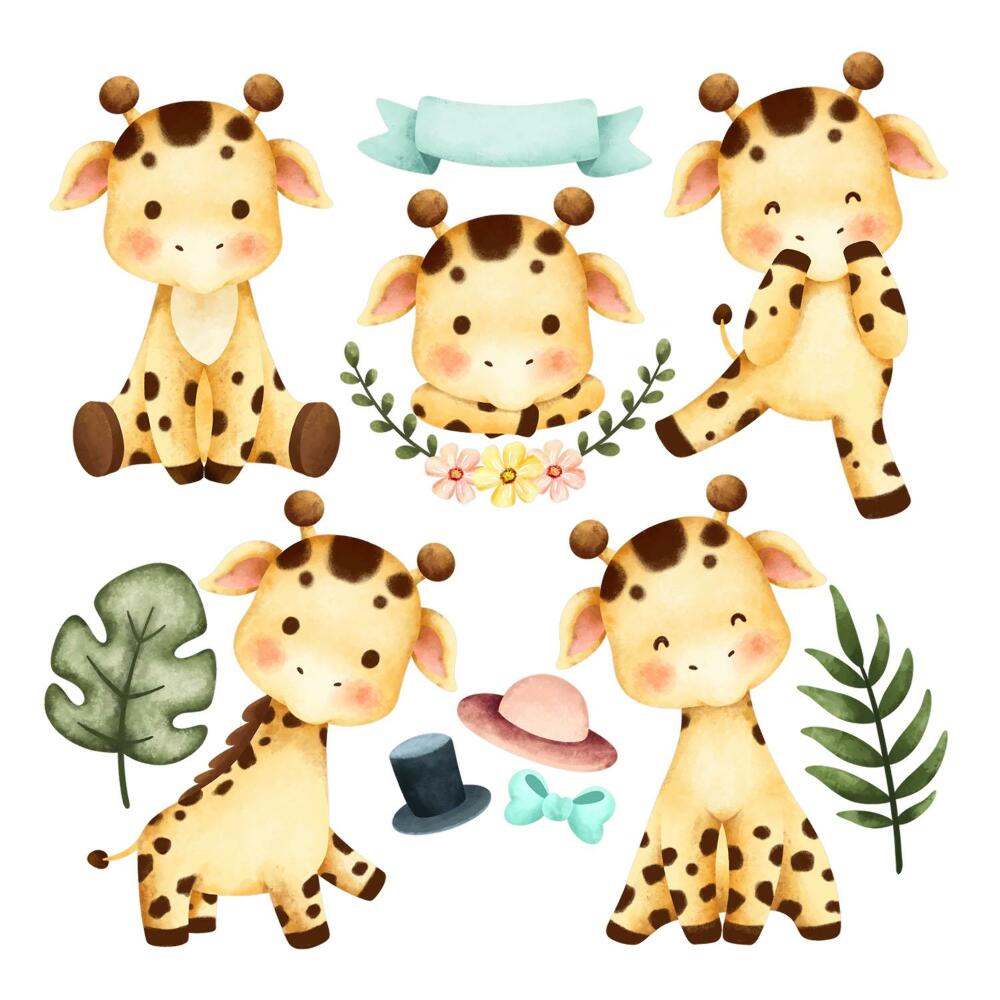 Naklejka na ścianę 60x102 Urokliwe zwierzęta safari w pastelowych barwach