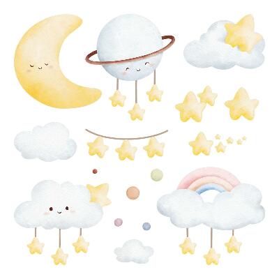 Naklejka na ścianę 60x81 Pastelowe akwarelowe motywy kosmiczne