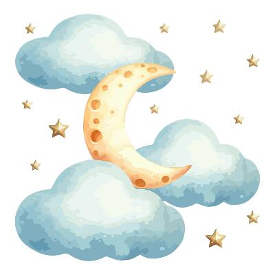 Naklejka na ścianę 60x74 Nocne niebo z chmurami w pastelowym stylu