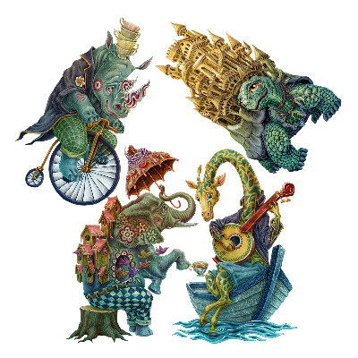 Naklejki do pokoju dziecka 100x122 Czarodziejskie stworzenia w rysunkowej formie